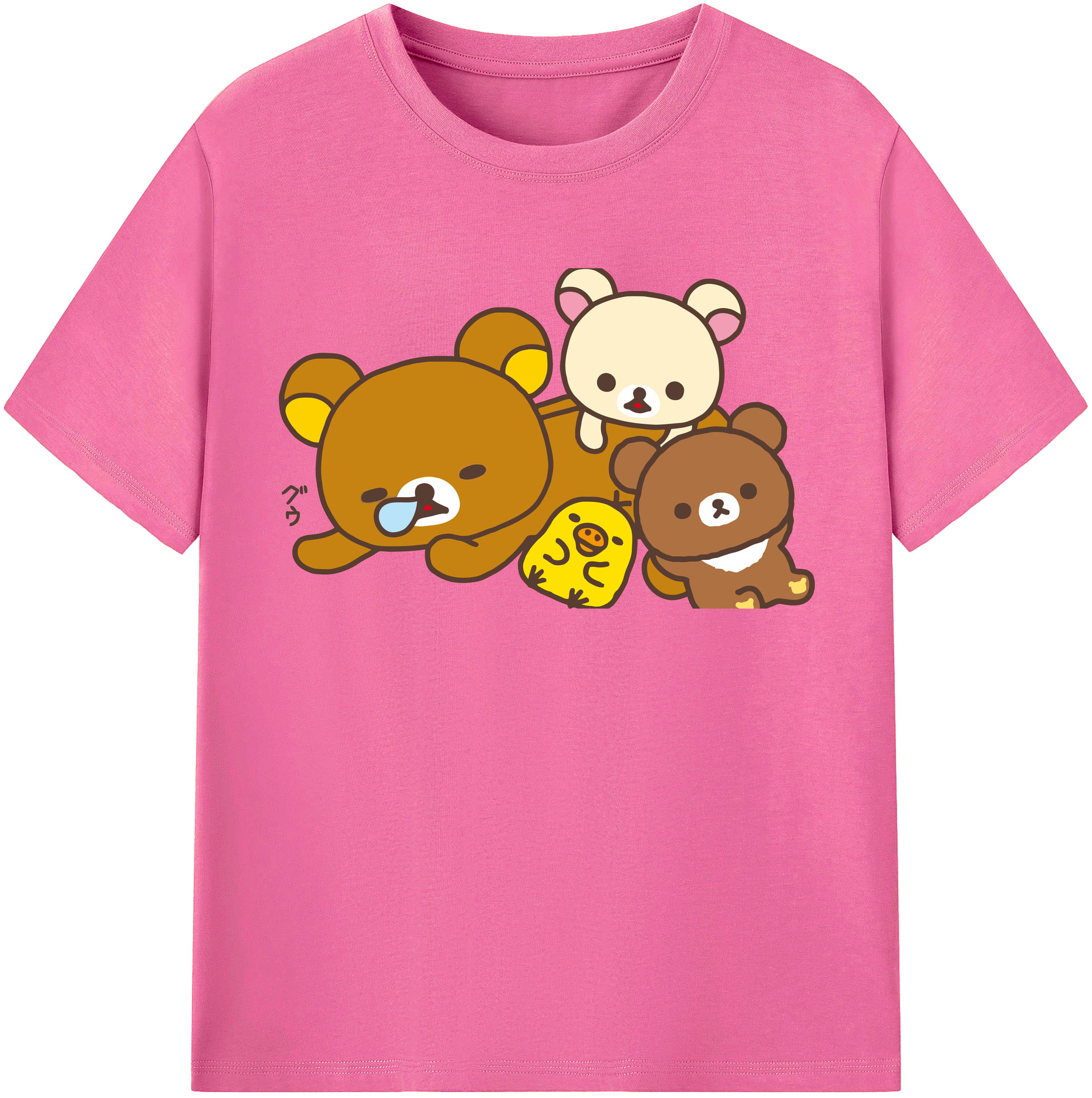 （画像用） リラックマ リラックマ キイロイトリ Rilakkuma Korilakkuma Kiiroitori レディースカジュアルプリントTシャツ（綿100％）